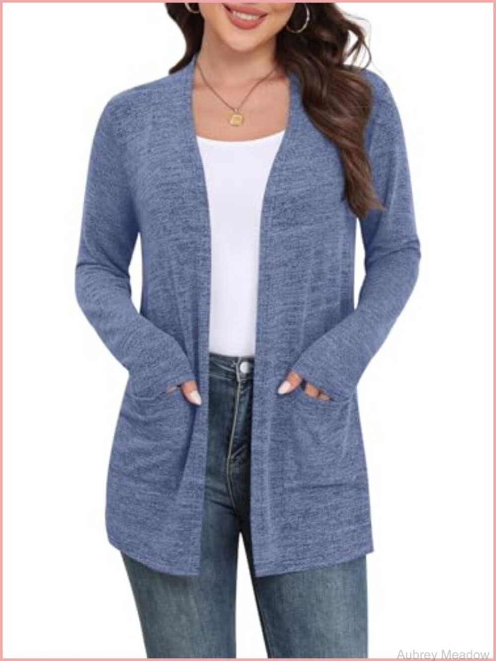 Soft Knit Lightweight Open Front Cardigan with Pockets Long Sleeve